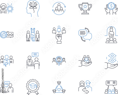 Organizational advancement line icons collection. growth, innovation, progress, expansion, productivity, development, optimization vector and linear illustration. efficiency,transformation,evolution