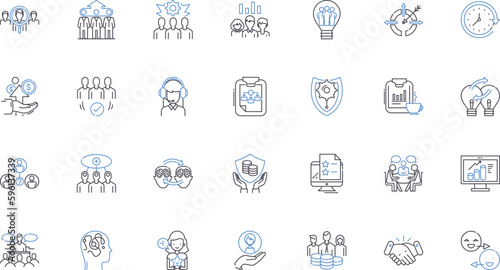 Control line icons collection. Power, Authority, Dominance, Management, Supremacy, Command, Direction vector and linear illustration. Influence,Governance,Regulation outline signs set