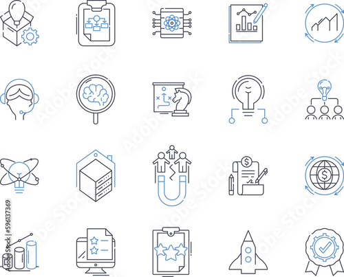 Brand positioning line icons collection. Positioning, Differentiation, Messaging, Strategy, Targeting, Perception, Value vector and linear illustration. Identity,Competition,Consistency outline signs