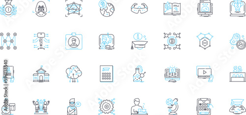 Social interaction linear icons set. Conversations, Relationships, Nerking, Collaboration, Empathy, Communication, Community line vector and concept signs. Connection,Bonds,Rapport outline