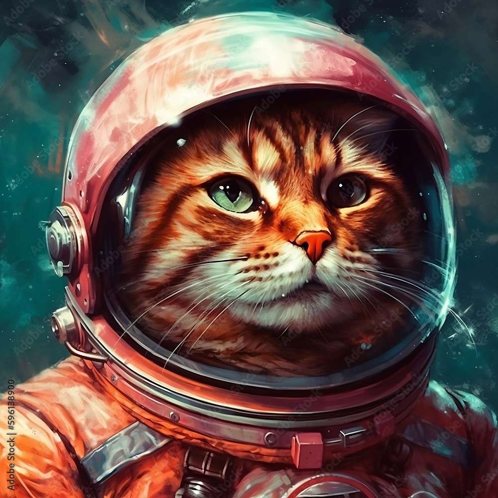 portrait of a cat astronaut