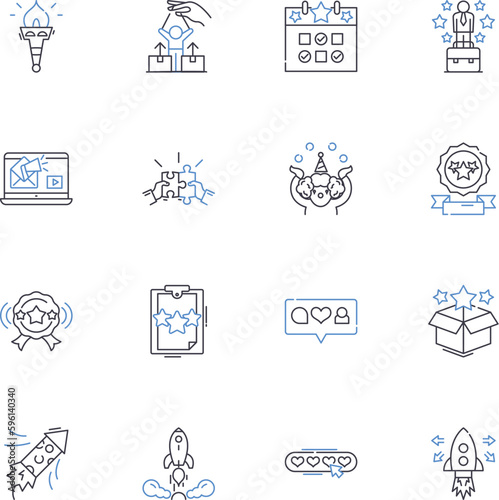 Elevation line icons collection. Altitude, Height, Summit, Peak, Top, Climb, Ascent vector and linear illustration. Rise,Uphill,Gradation outline signs set