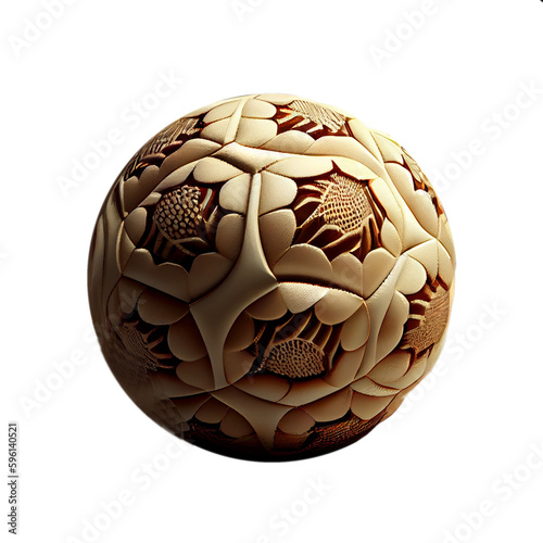 Brown and yellow soccer ball with copy space isolated on clear background for object and retouch design. Generative AI