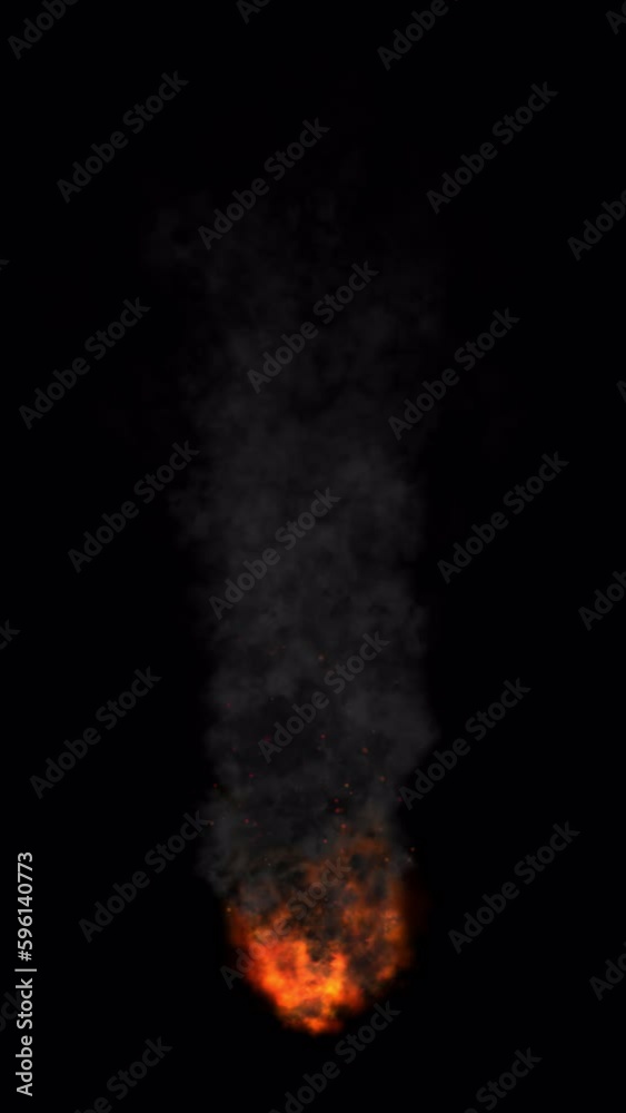 Fire and dark smoke, vertical orientation with an alpha channel for transparency, 4k 30p Fire and dark smoke, vertical orientation with an alpha channel for transparency, 4k 30p