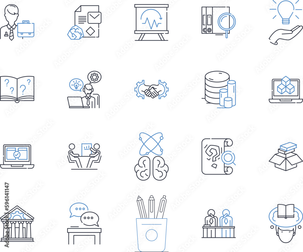 Strategic planning line icons collection. Vision, Strategy, Goal, Objectives, Mission, Tactics, Alignment vector and linear illustration. Analysis,Execution,Innovation outline signs set