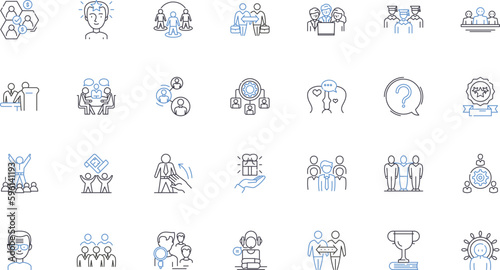 Strategic Planning line icons collection. Vision, Mission, Goals, Objectives, Analysis, Sustainability, Alignment vector and linear illustration. Leadership,Resources,Performance outline signs set