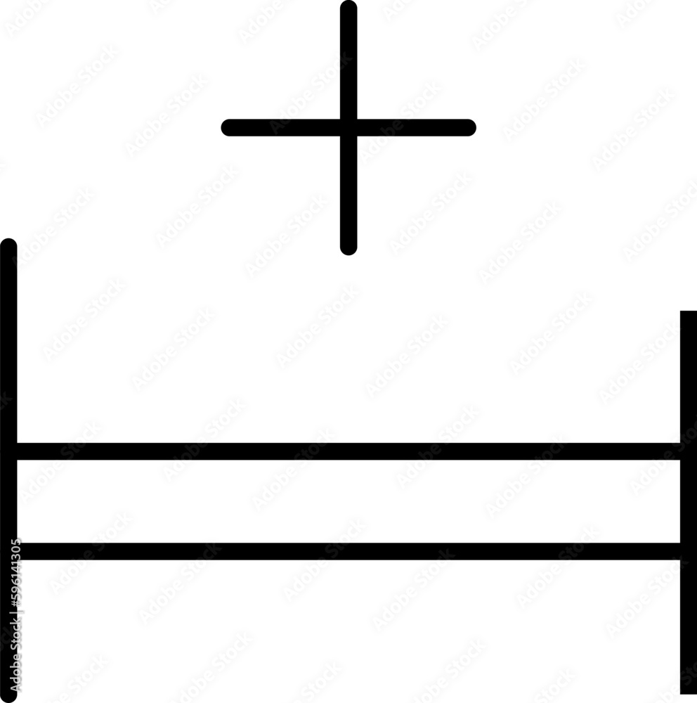 Simple Line Icon of Cross over Hospital Bed. Editable stroke. Suitable for various type of design, banners, infographics, stores, shops, web sites