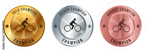 Bicycle biker cycle ride gold silver bronze medal medallion champion winner