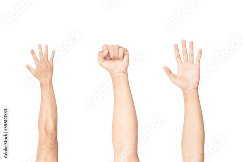 Man arm with blood veins on white background, health care and medical concept