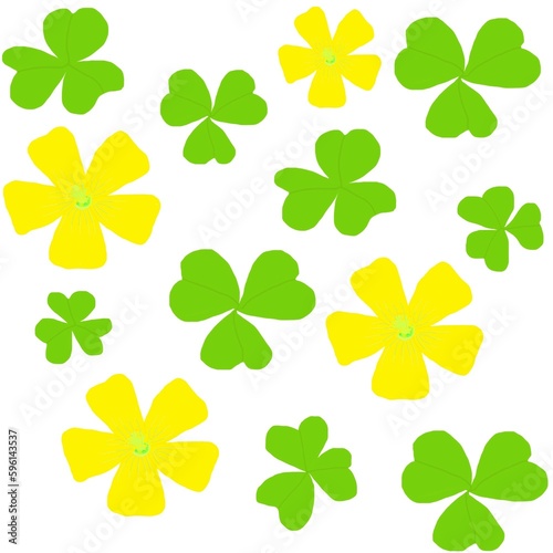 pattern of clovers and flowers in spring