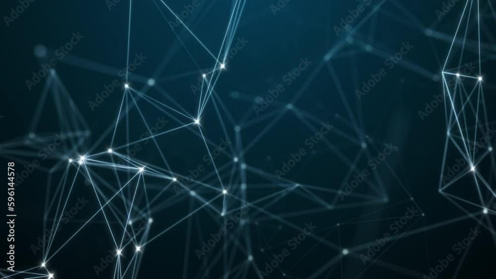 Plexus technology background from animated lines and dots. Big data concept. Looping seamless space geometrical backdrop