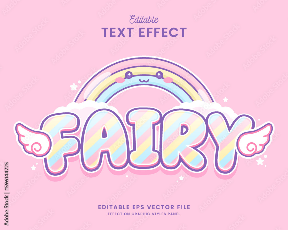 decorative fairy editable text effect vector design