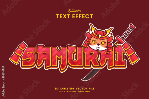 decorative samurai editable text effect vector design