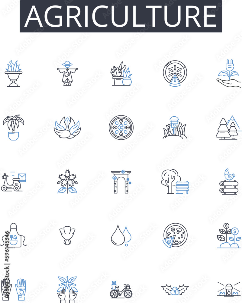 Agriculture line icons collection. Projections, Analytics, Estimations, Analysis, Outcomes, Targets, Anticipation vector and linear illustration. Predictions,Models,Budgeting outline signs set
