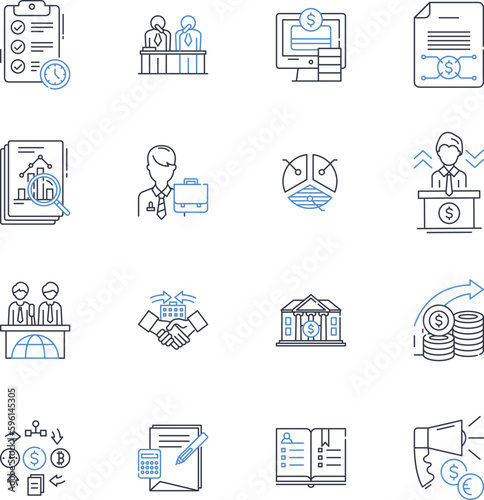 Withdrawal line icons collection. Retreat, Isolation, Abandonment, Resignation, Detachment, Seclusion, Disengagement vector and linear illustration. Disconnection,Disassociation,Disaffection outline