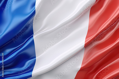 blue, white and red background, waving the national flag of France, waved a highly detailed close-up. Created with Generative AI Technology