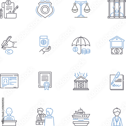 Honor line icons collection. Respect, Integrity, Trust, Loyalty, Courage, Loyalty, Duty vector and linear illustration. Valor,Dignity,Reputation outline signs set