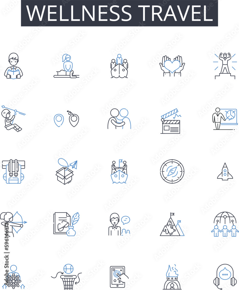 Wellness travel line icons collection. Optimization, Training, Coaching, Efficiency, Productivity, Enhancement, Workshops vector and linear illustration. Analysis,Skills,Development outline signs set