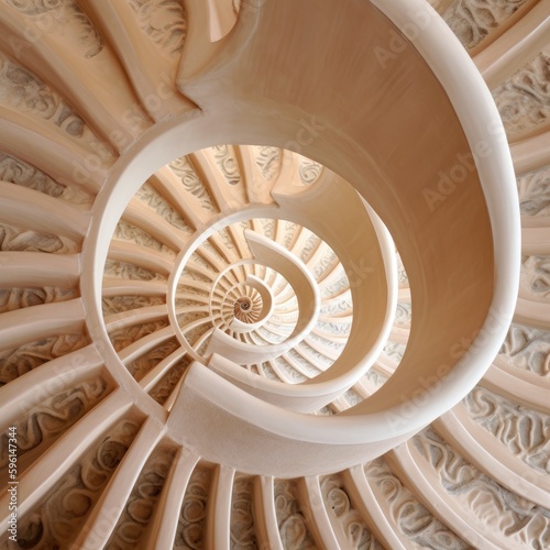 Conch Seashell spiral staircase in the building