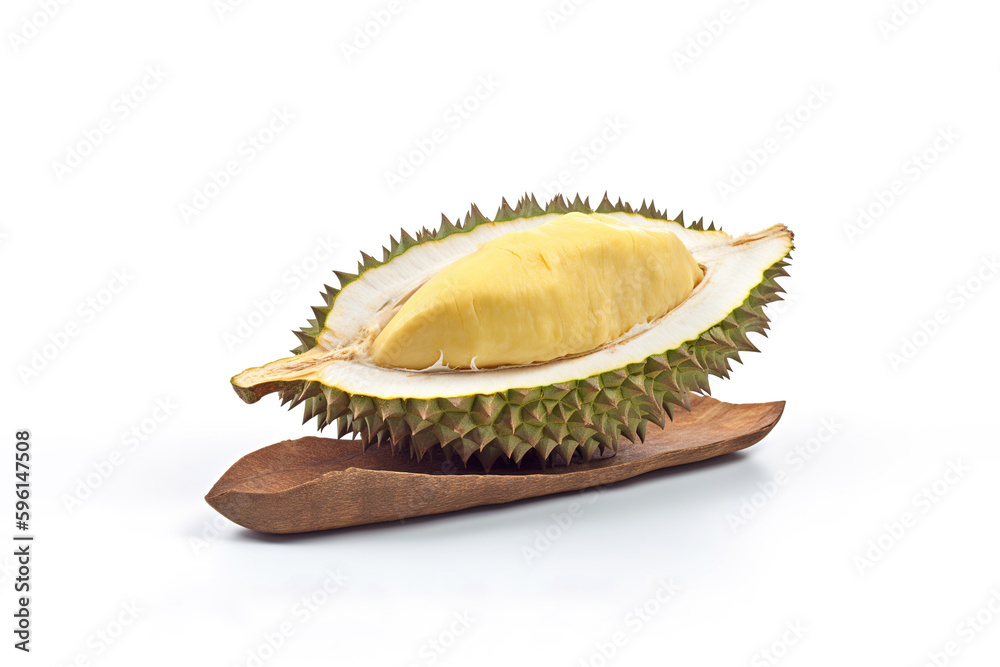 Fototapeta premium King of fruit, Durian isolated on white background. Created with Generative AI Technology