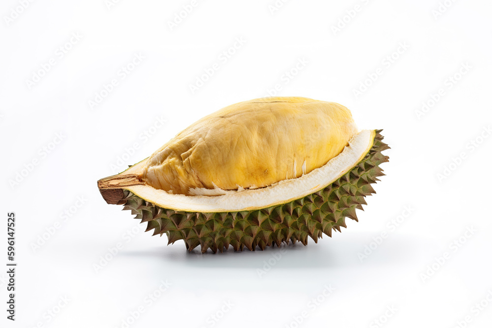 Fototapeta premium King of fruit, Durian isolated on white background. Created with Generative AI Technology