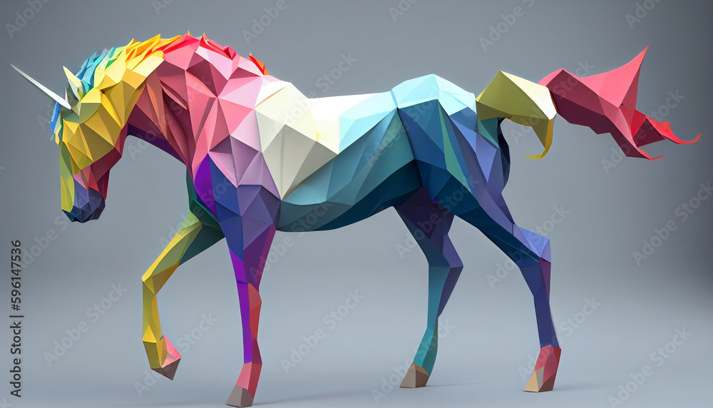 Obraz premium low poly art of a colorful horse unicorn