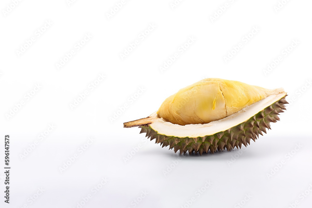 Fototapeta premium King of fruit, Durian isolated on white background with copy space. Created with Generative AI Technology
