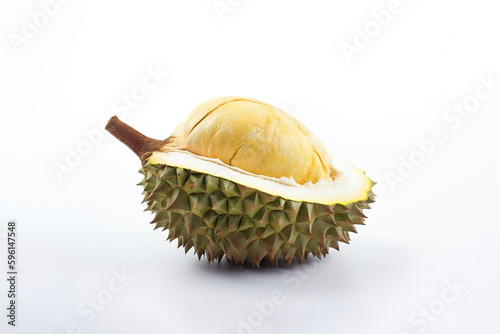 King of fruit, Durian isolated on white background. Created with Generative AI Technology