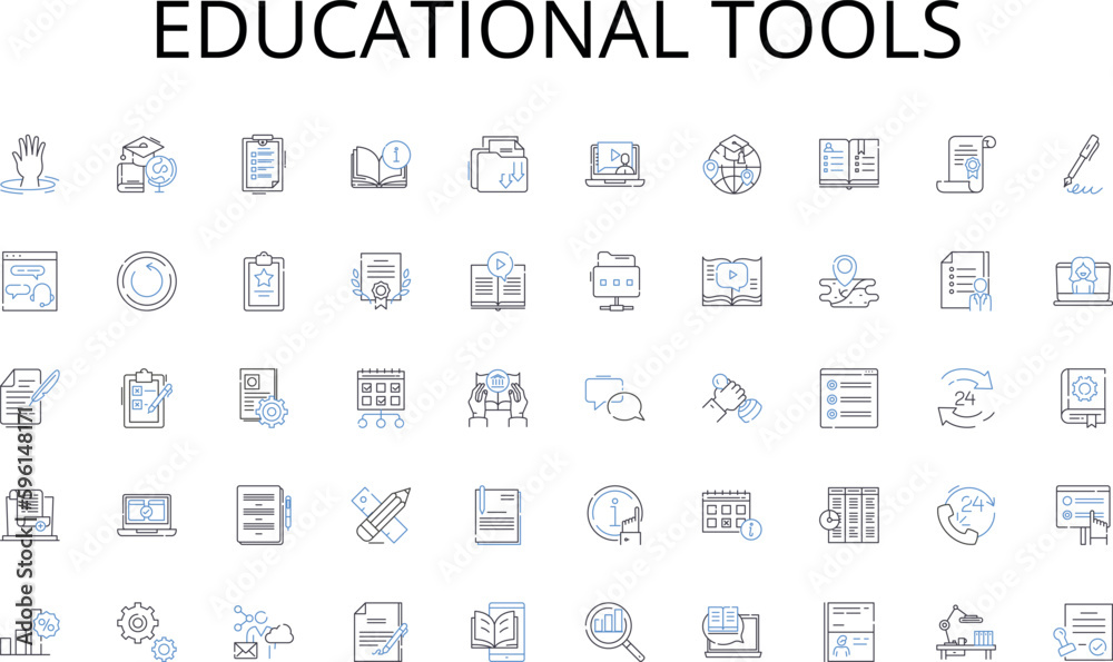 Fototapeta Mapa wiata Dla Dzieci Educational Tools Line Icons Fototapeta mapa wiata dla dzieci educational tools line icons