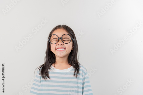 happy little girl, isolated on white