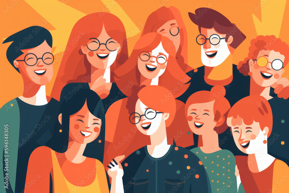 A multicultural group of friends sharing happy moments and laughter. Perfect for capturing the diverse and positive emotions of human relationship and companionship. AI Generative.