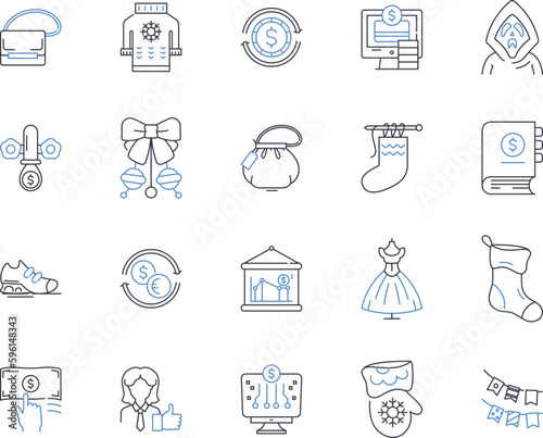 Style crafting line icons collection. Couture, Tailoring, Sewing, Design, Fashion, Atelier, Handmade vector and linear illustration. Artisan,Craftsmanship,Embellishment outline signs set