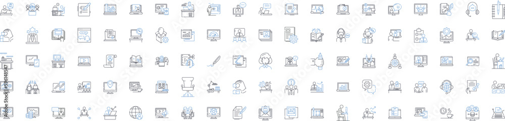 Communication and dialogue line icons collection. Conversation, Discourse, Interaction, Connection, Exchange, Transfer, Expression vector and linear illustration. Engagement,Collaboration,Negotiation