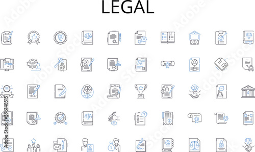 Legal line icons collection. Agile, Adaptable, Collaborative, Creative, Critical, Customizable, Efficient vector and linear illustration. Effective,Flexible,Forward-thinking outline signs set