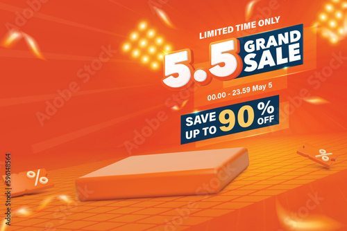 5.5 Grand sale banner  are available for use on online shopping websites or in social media advertising.