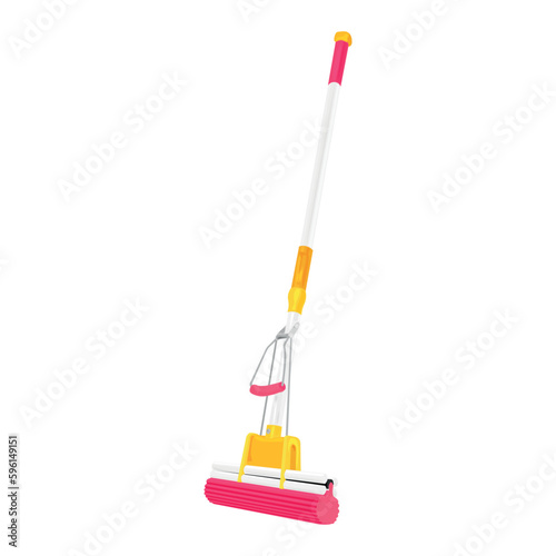 Rubber floor mop on white background