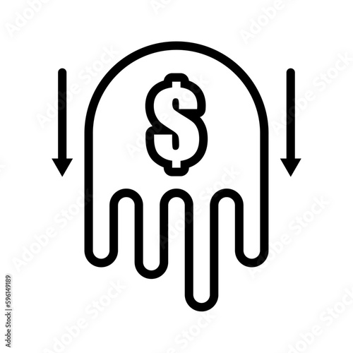 Icono de crisis económica. Deudas, economía baja, pérdida de dinero, negocio. Ilustración vectorial