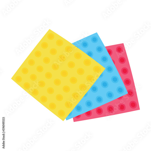 Colorful napkins for housecleaning on white background