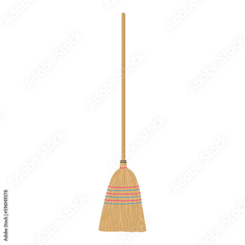 Broom for house cleaning on white background