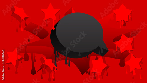 Black Speech Bubble Graffiti on red Background. Urban painting style backdrop. Abstract discussion symbol in modern dirty street art decoration.