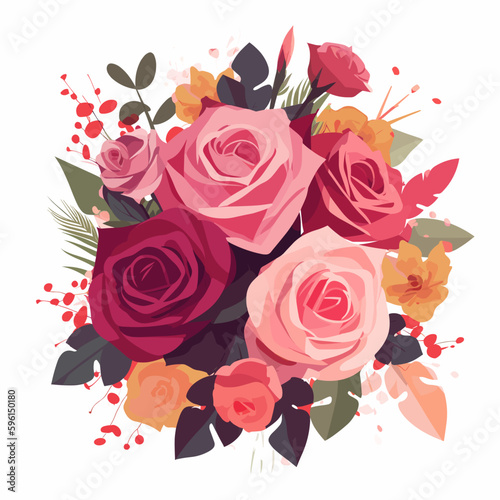 bouquet of pink and red roses