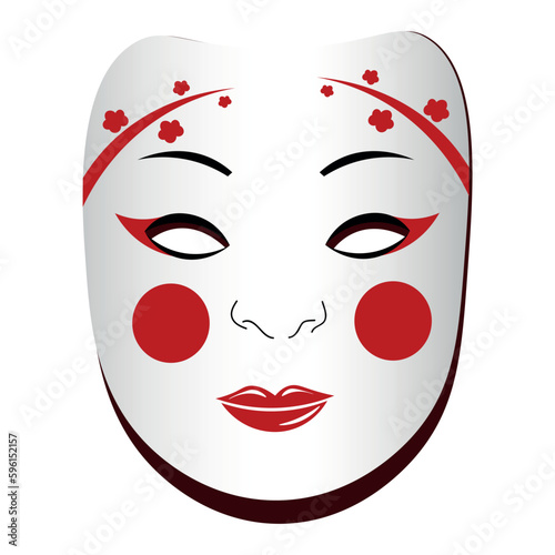 Japanese Kabuki mask on white background