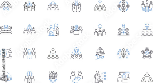 Company line icons collection. Innovative, Trusrthy, Professional, Dynamic, Reliable, Customer-focused, Dynamic vector and linear illustration. Collaborative,Progressive,Innovative outline signs set