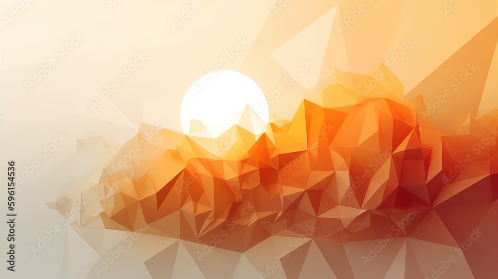 Shimmering Radiance: Minimalist Sun Dissolving into Polygonal Triangles ...