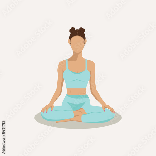 Yoga girl faceless illustration for design