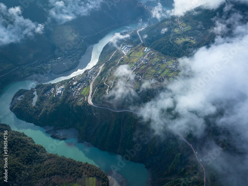 Aerial view of landscape at countryside in Yunnan province,China photo
