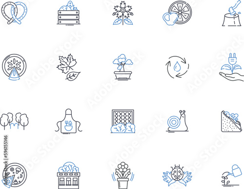 Crop Management line icons collection. Irrigation, Fertilization, Pest control, Nutrient management, Rotation, Harvesting, Seeding vector and linear illustration. Tillage,Cultivation,Disease