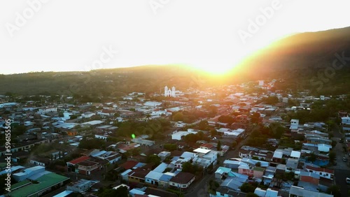 Beautiful sunrise in Juayua city on ruta de las flores in El Salvador photo