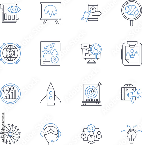 Cost control line icons collection. Budgeting, Analysis, Reduction, Optimization, Monitoring, Forecasting, Efficiency vector and linear illustration. Saving,Accounting,Auditing outline signs set