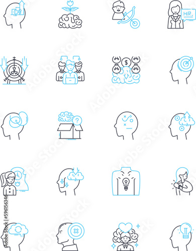 Psychiatric Treatment linear icons set. Therapy, Medication, Counseling, Assessment, Diagnosis, Hospitalization, Rehabilitation line vector and concept signs. Psychotherapy,Antidepressants,Anxiolytics